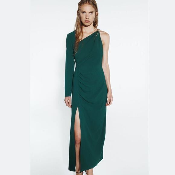 ZARA Ruched Midi Dress NWT - Picture 11 of 16